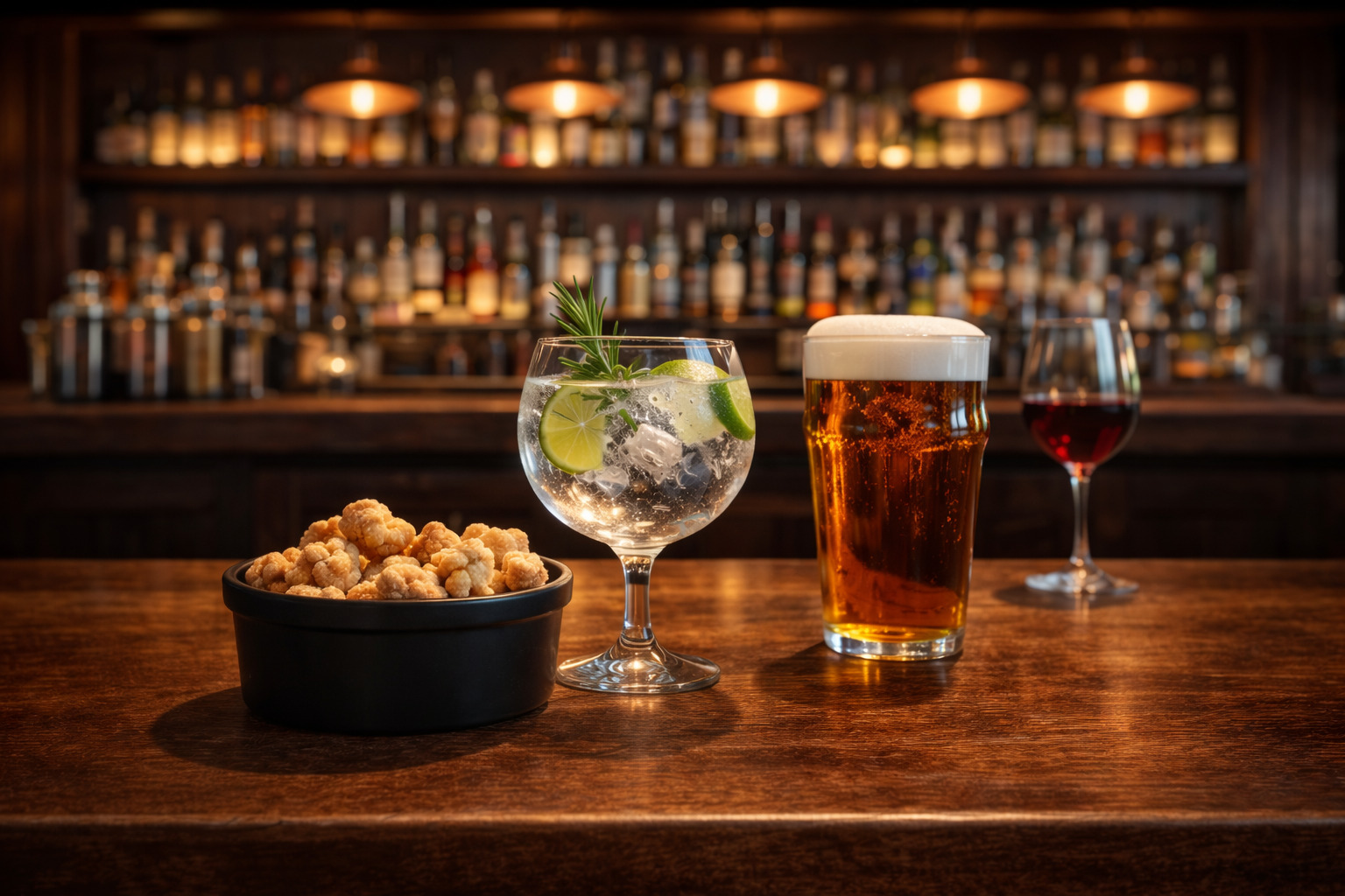 Warm Pork Crackling with Drinks